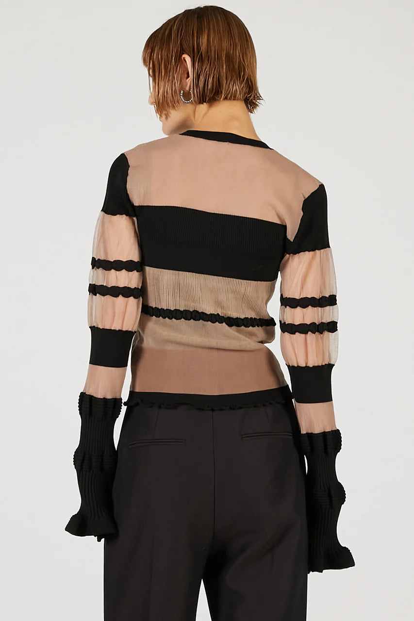 contrast border knit top