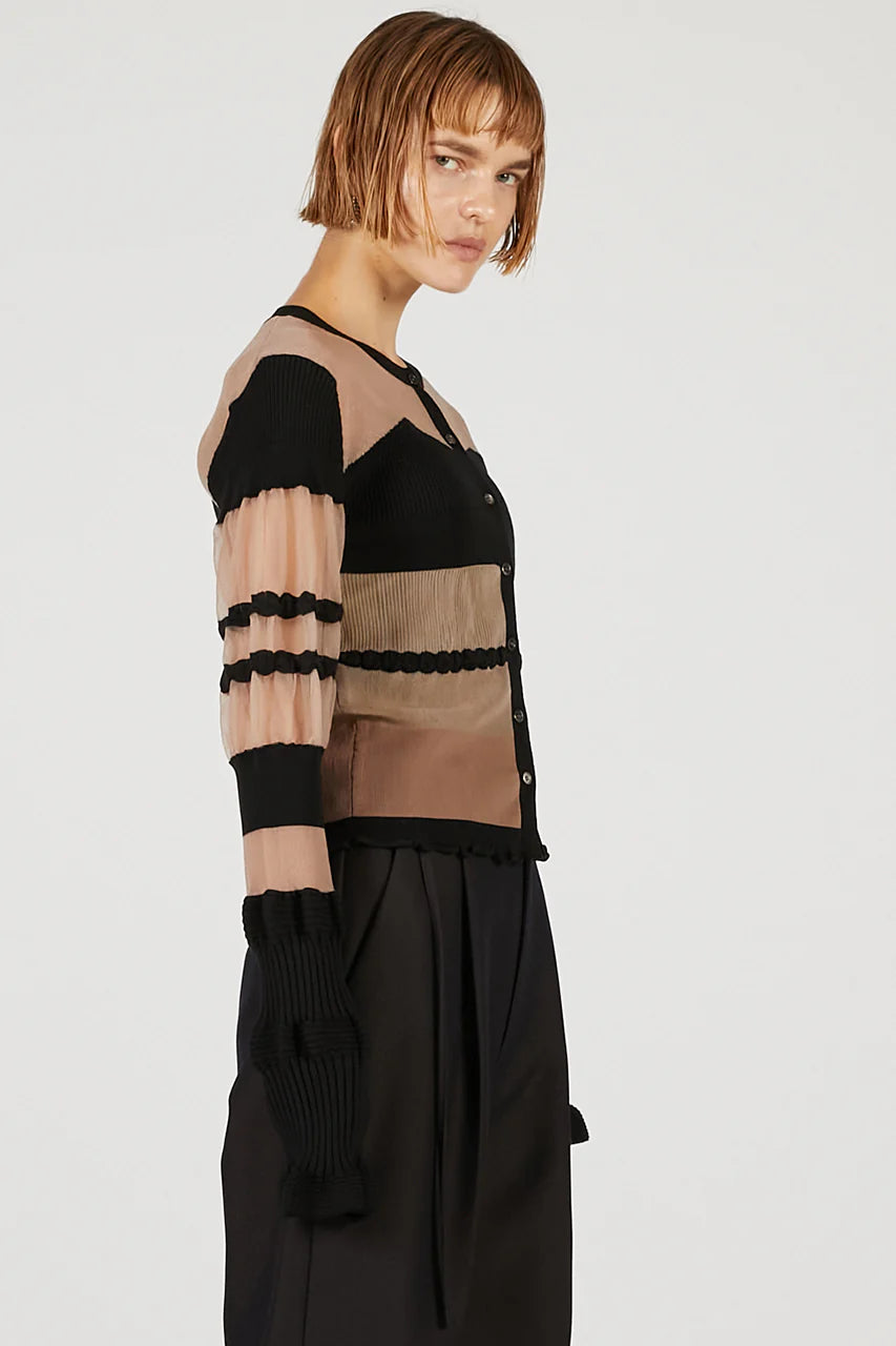 contrast border knit top