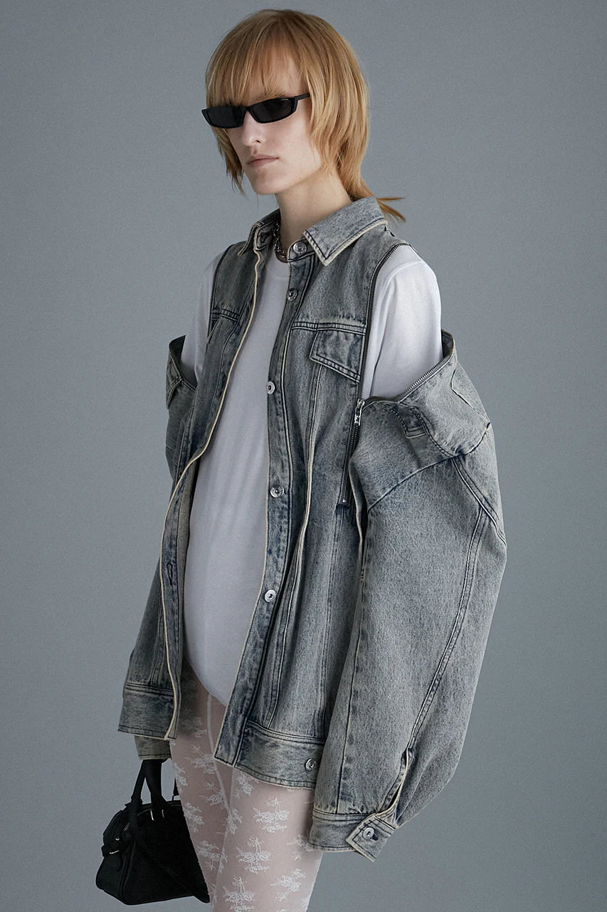 zip denim shirt blouson