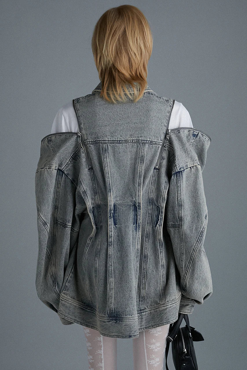 zip denim shirt blouson