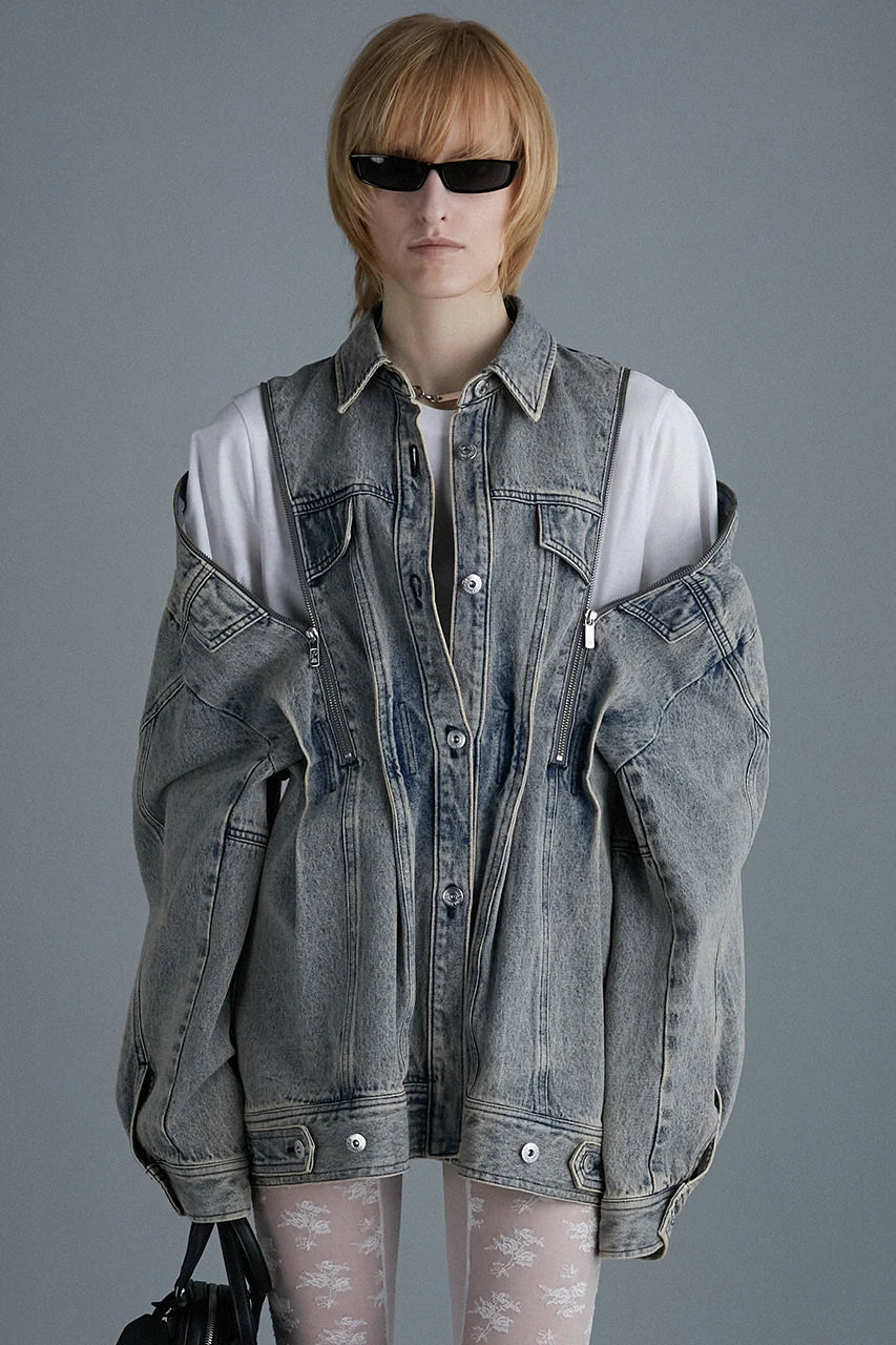 zip denim shirt blouson