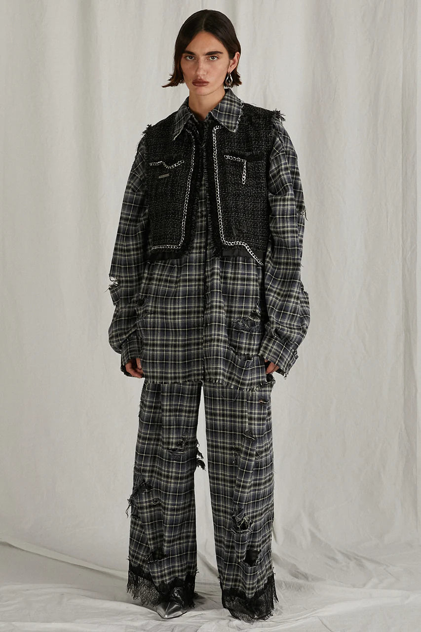 cropped tweed vest