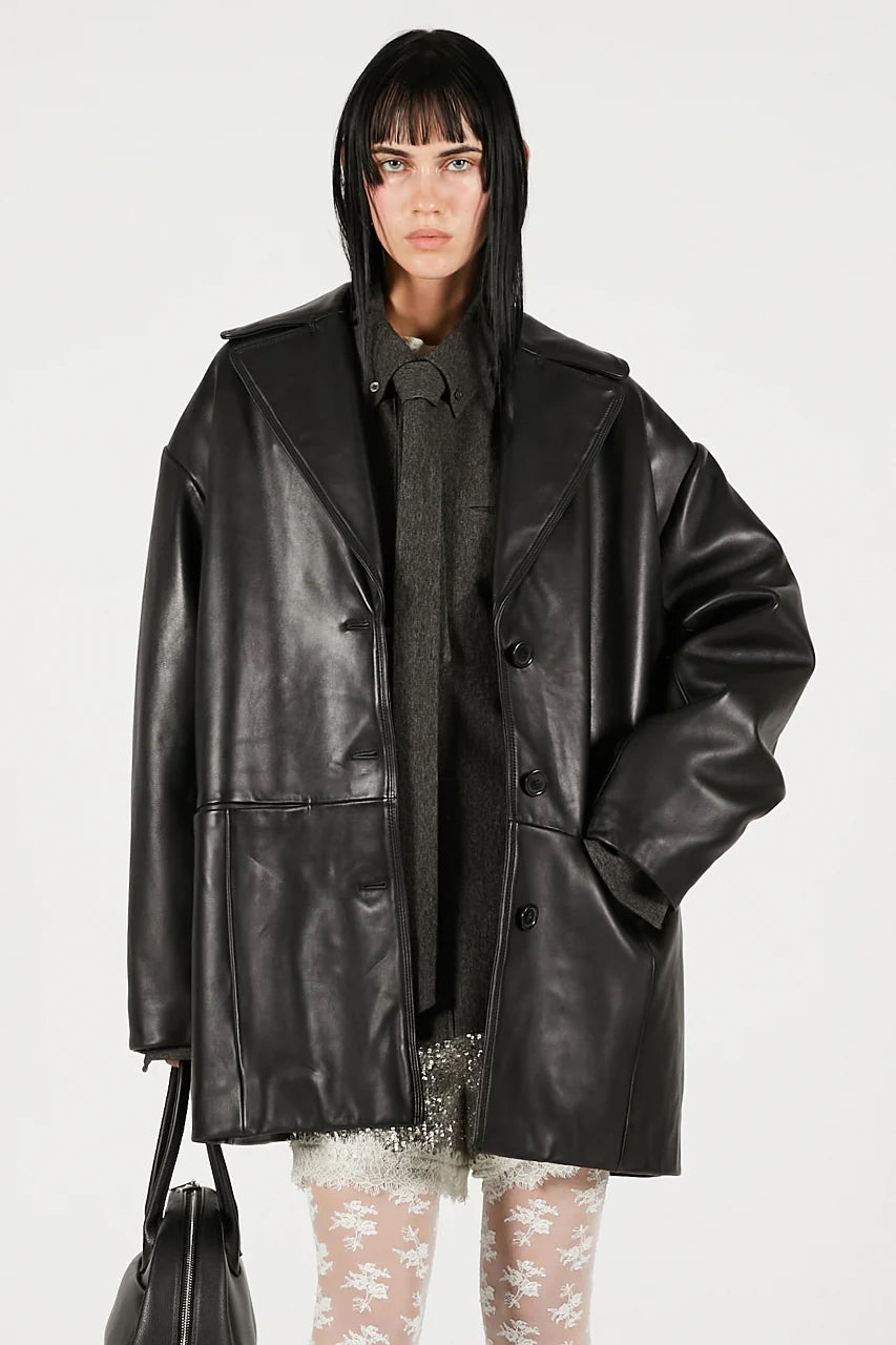 overcoat leather jacket coat