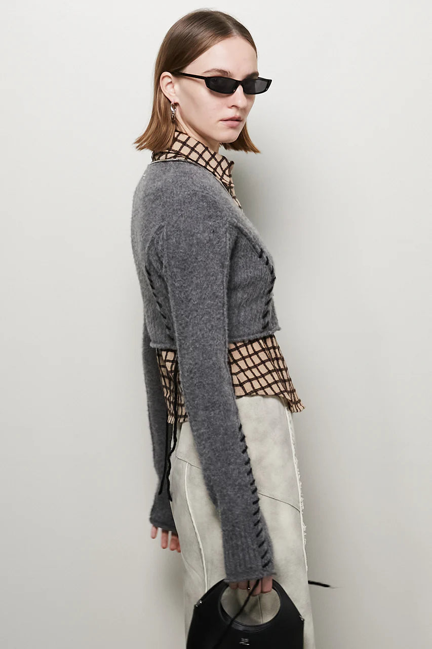 cashmere blend lace-up knit
