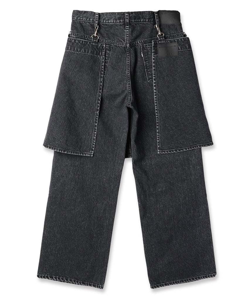 wrap skirt denim pants