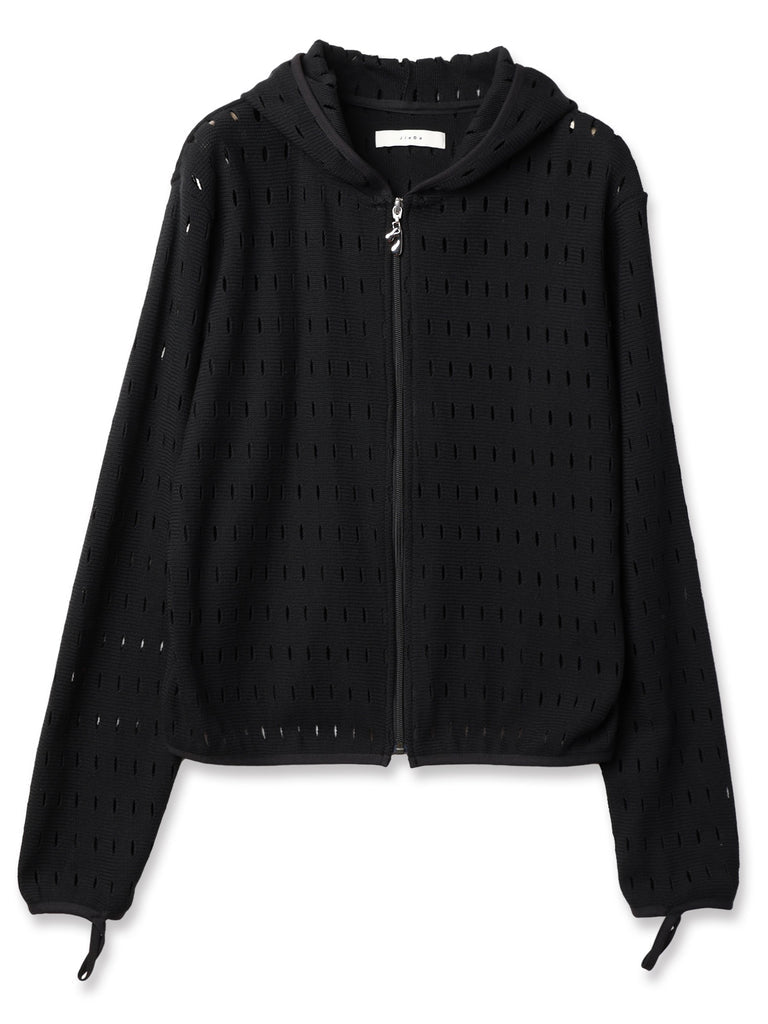 raschel hole zip hoodie