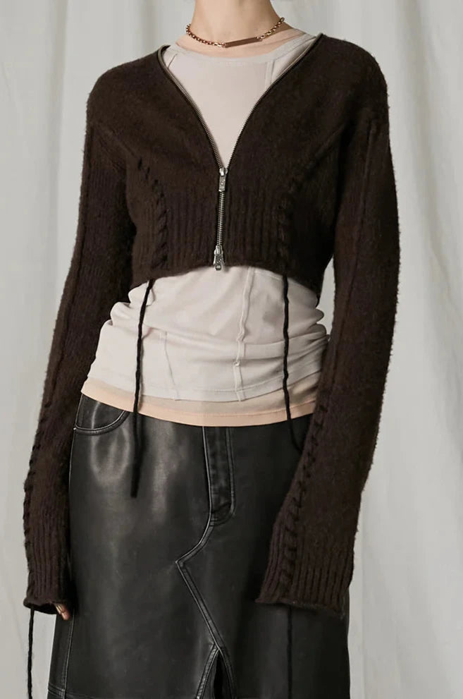 cashmere blend lace-up knit
