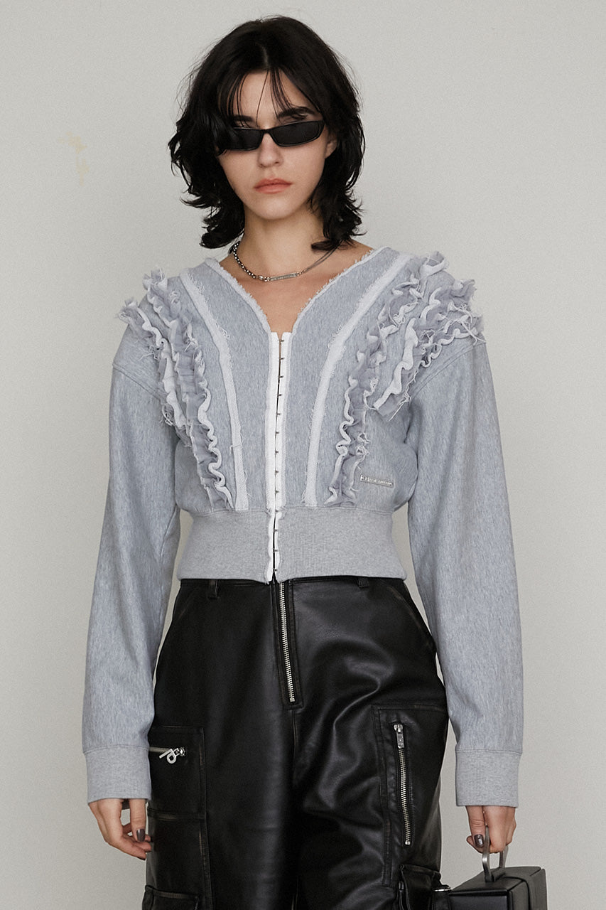 frills sweatshirt cardigan
