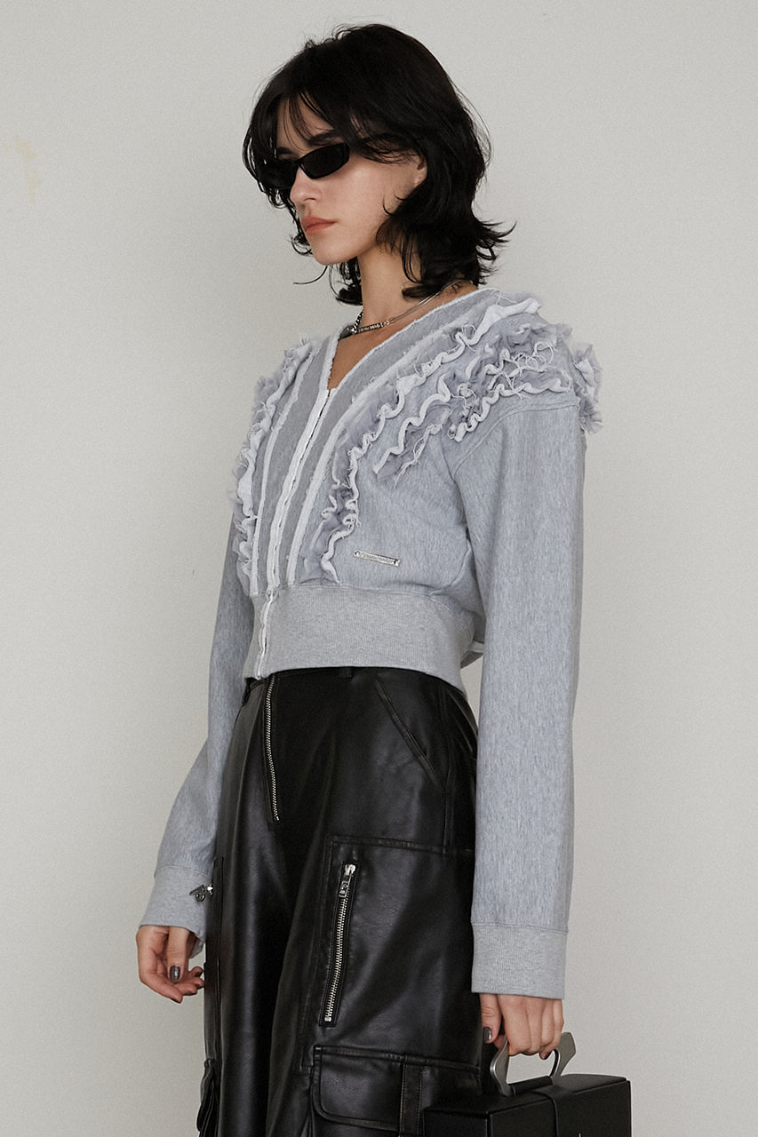 frills sweatshirt cardigan