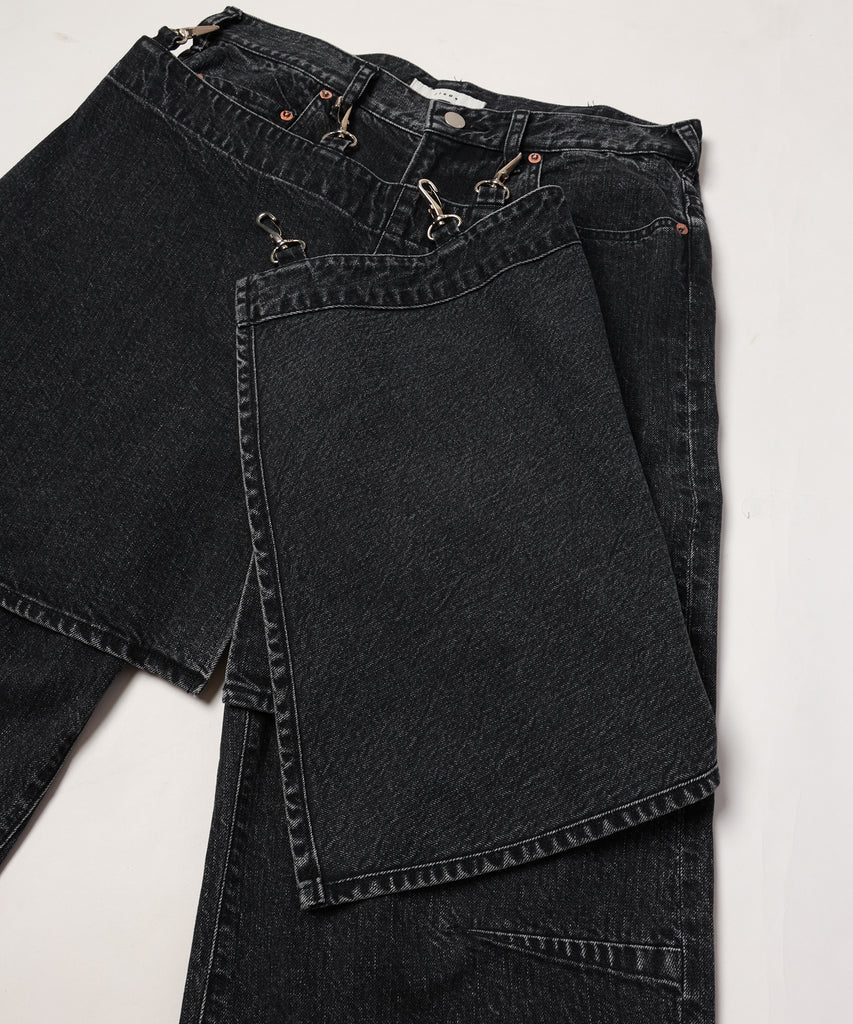 wrap skirt denim pants