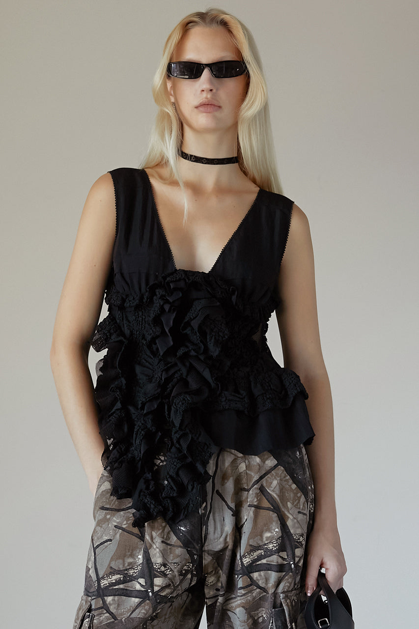 mixed frill top