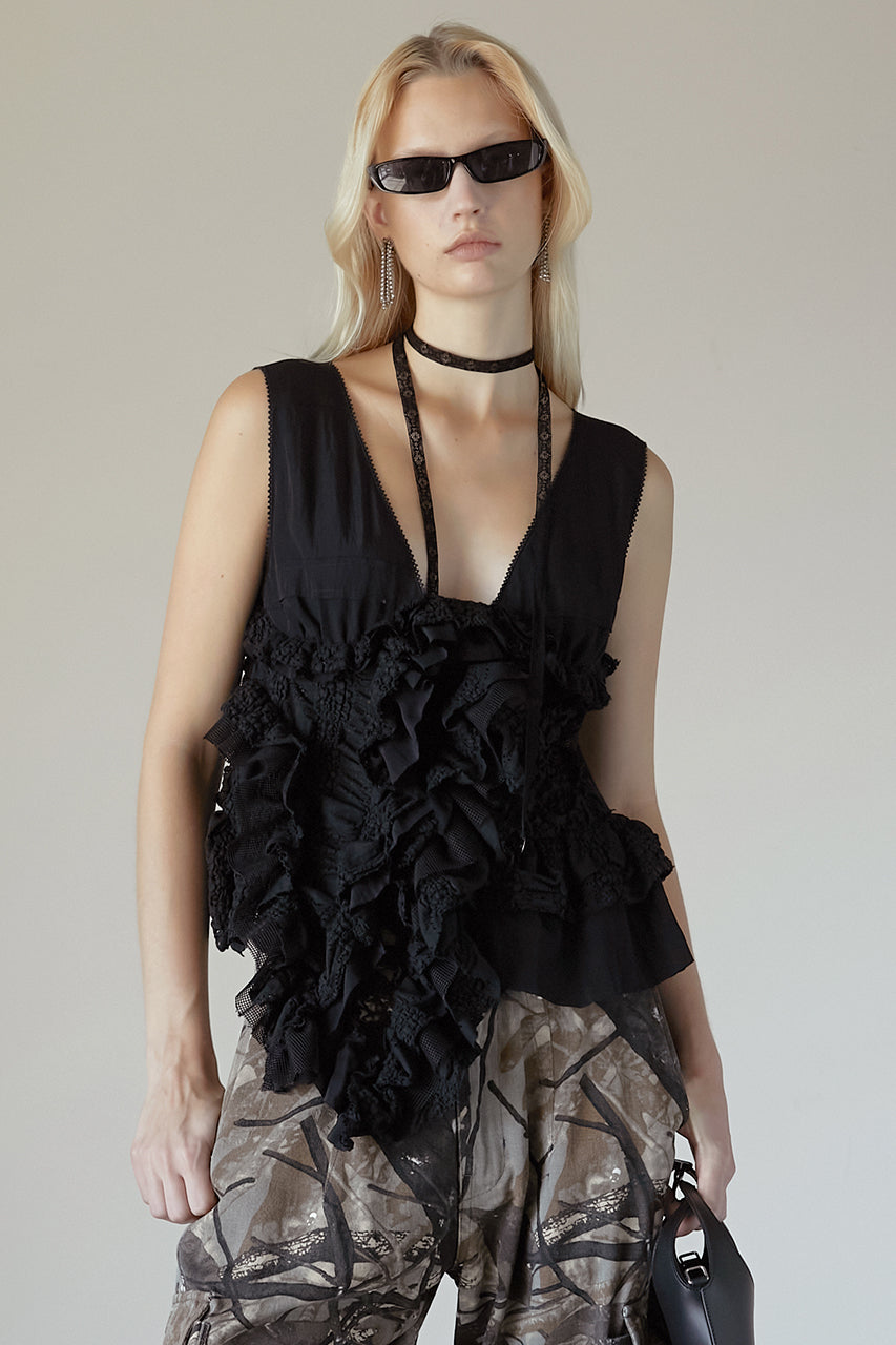 mixed frill top