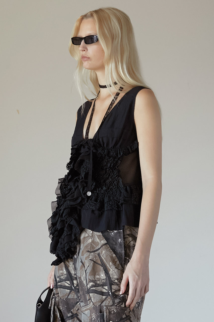 mixed frill top