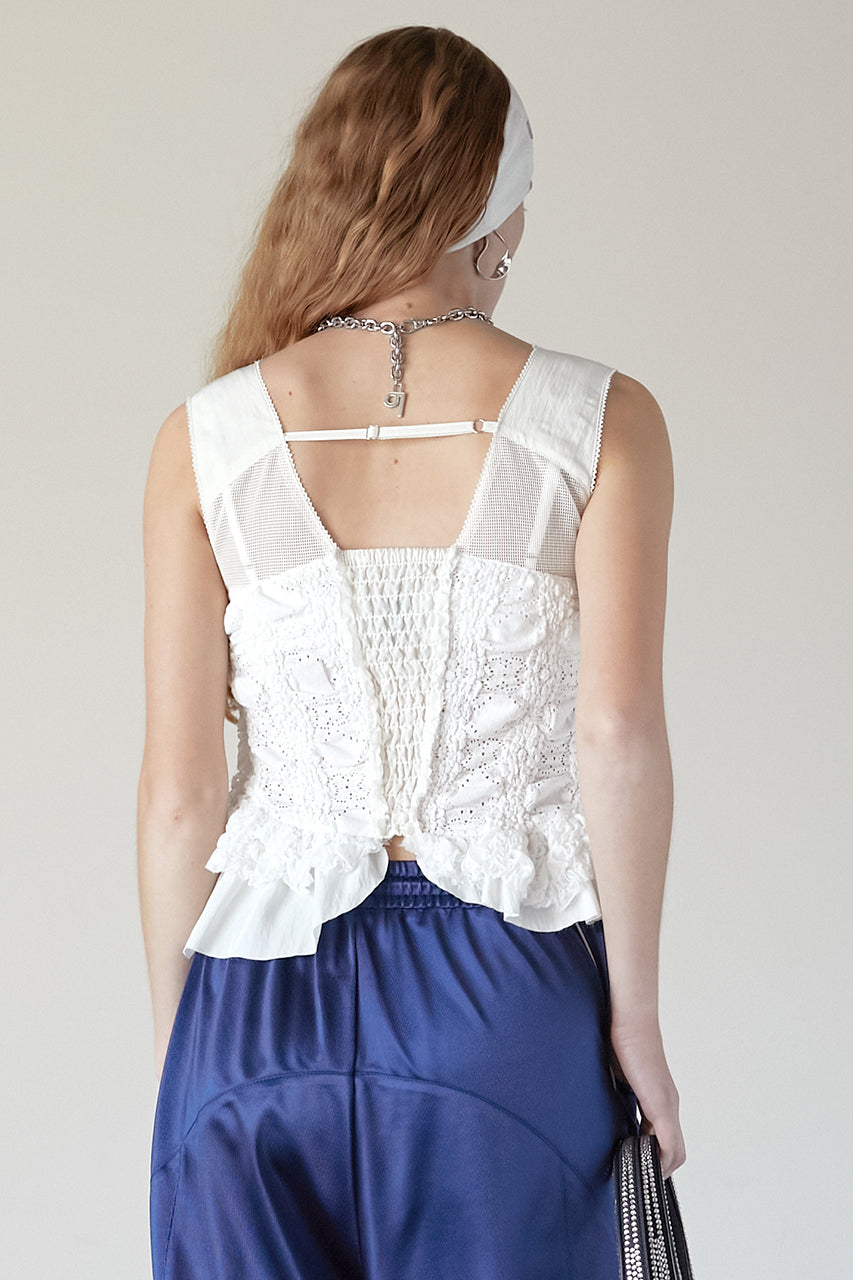 mixed frill top