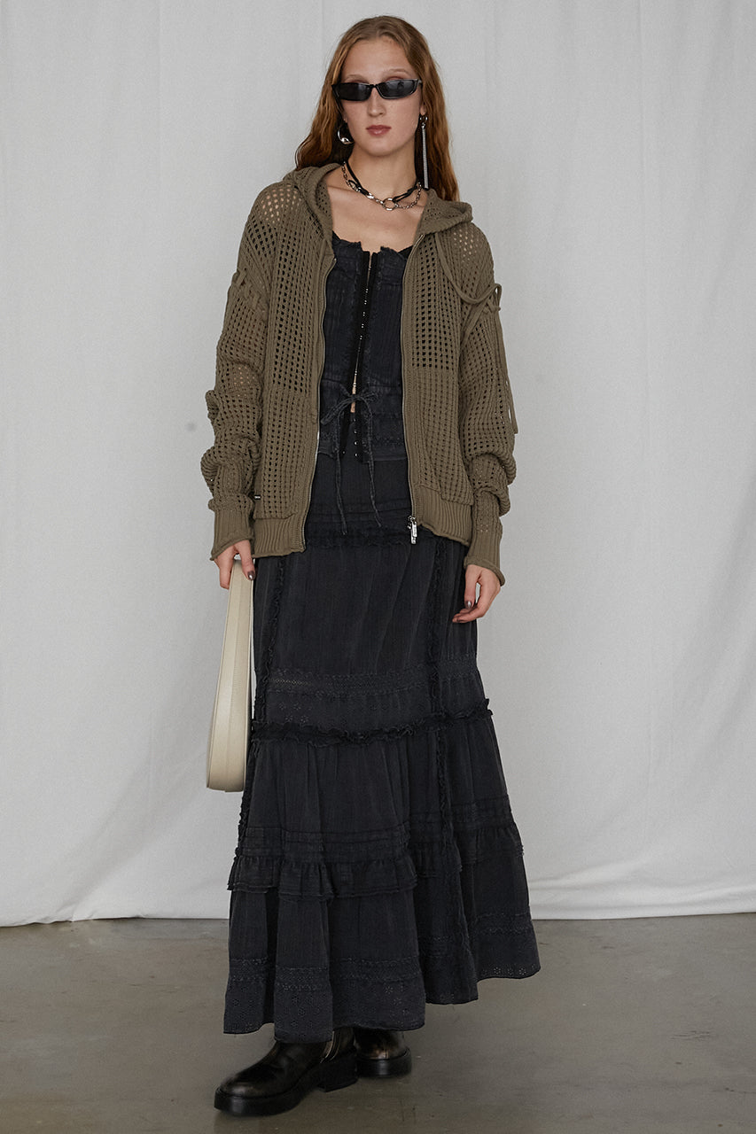 mesh knit hoodie