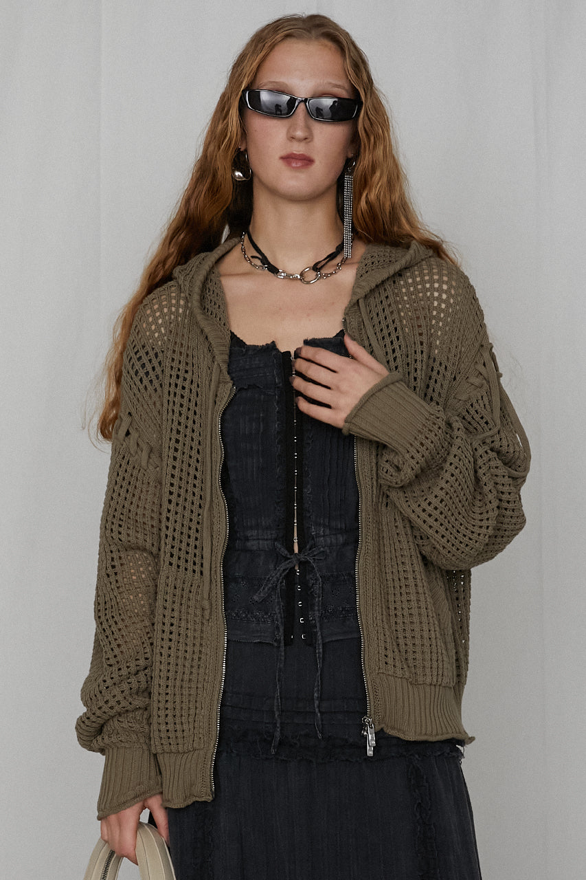 mesh knit hoodie