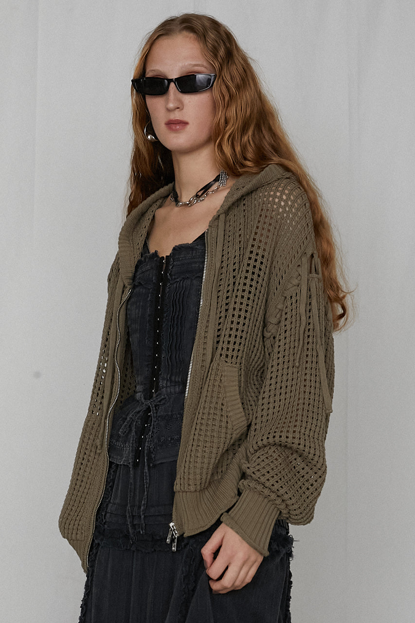 mesh knit hoodie