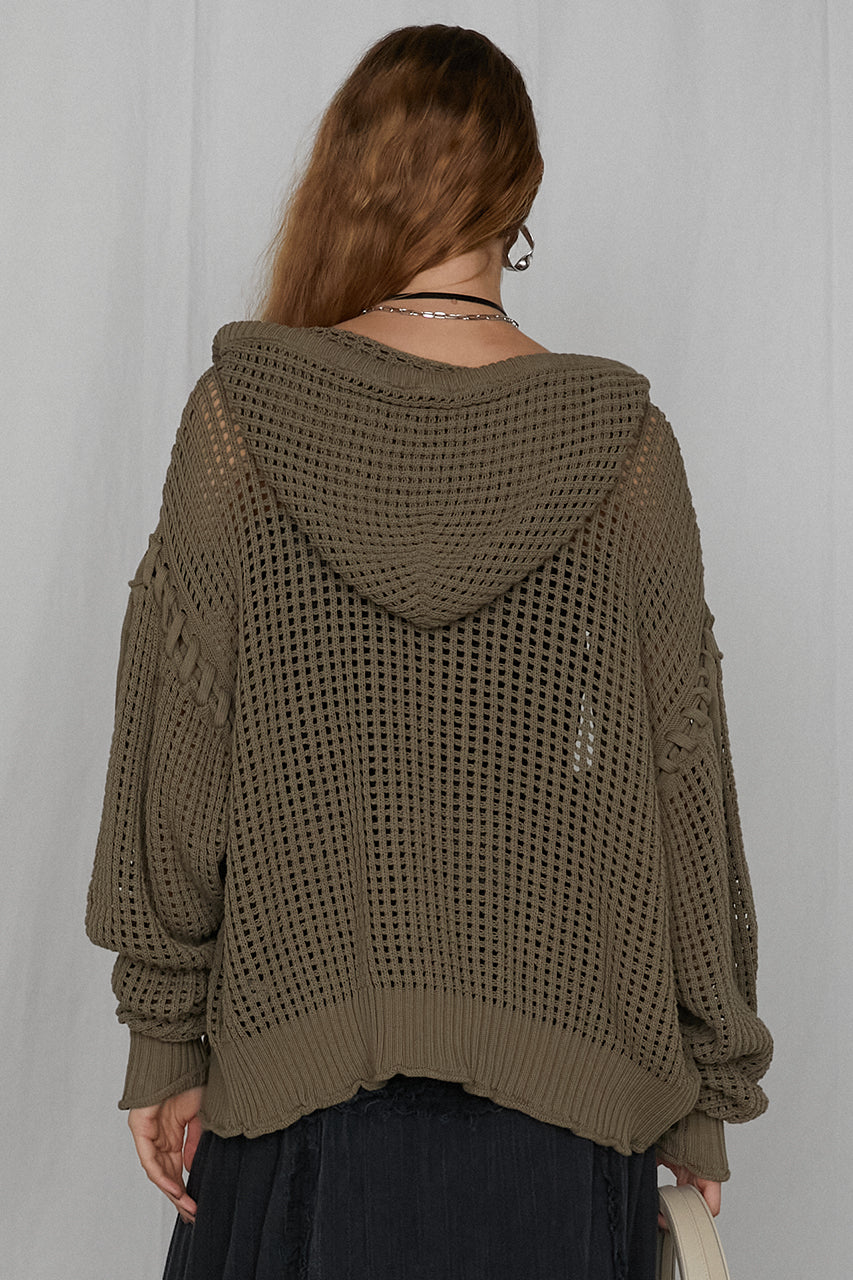 mesh knit hoodie