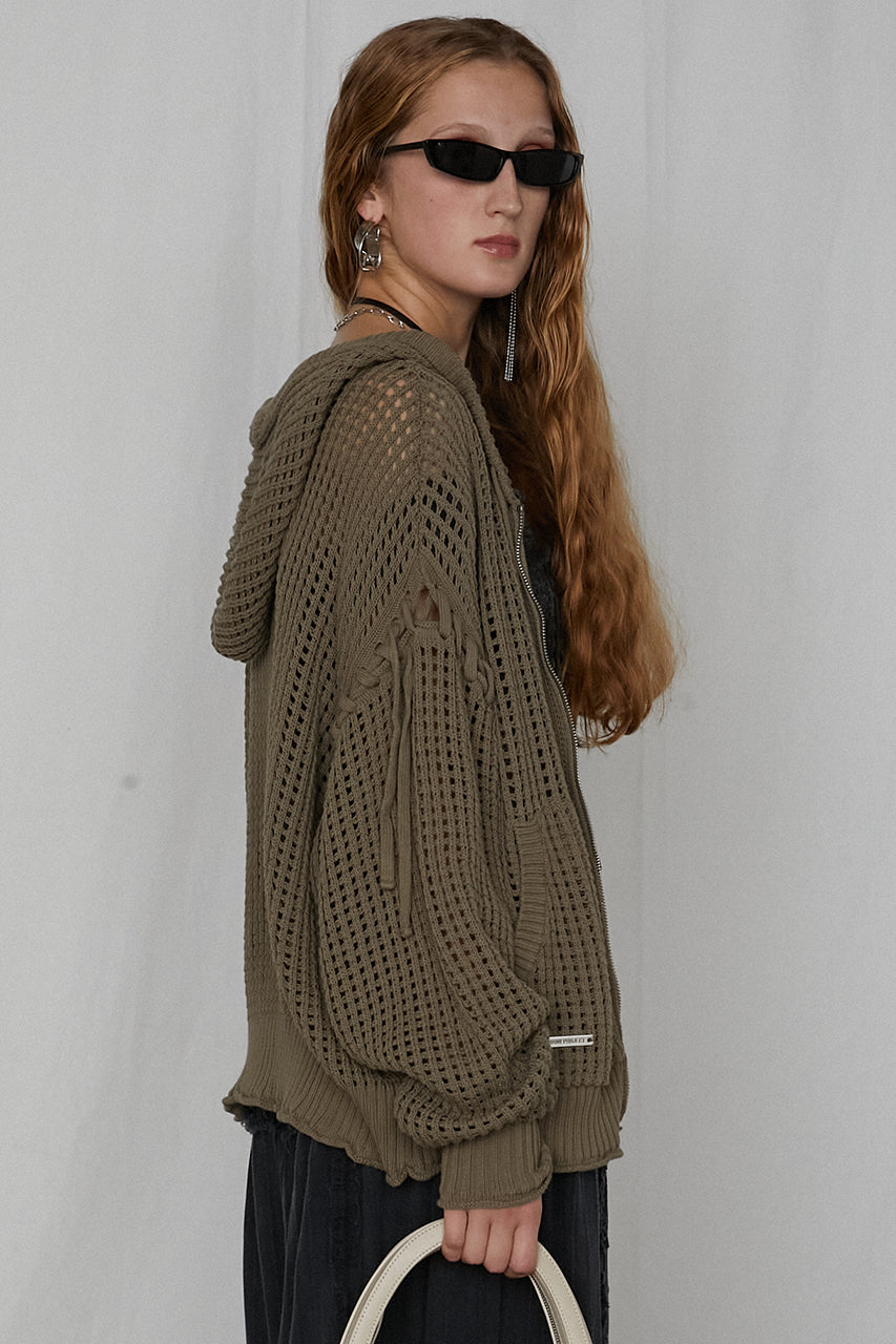 mesh knit hoodie