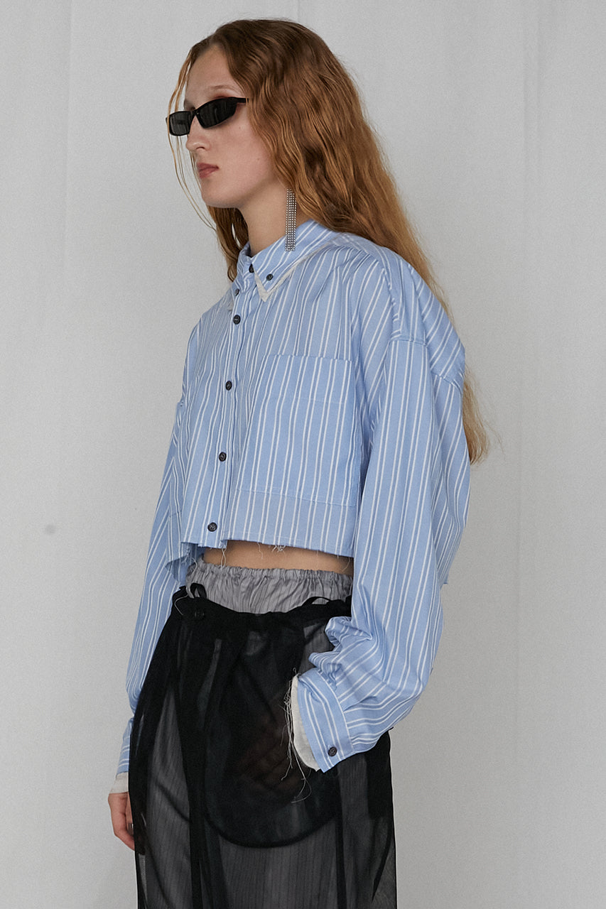 double collar cropped shirt