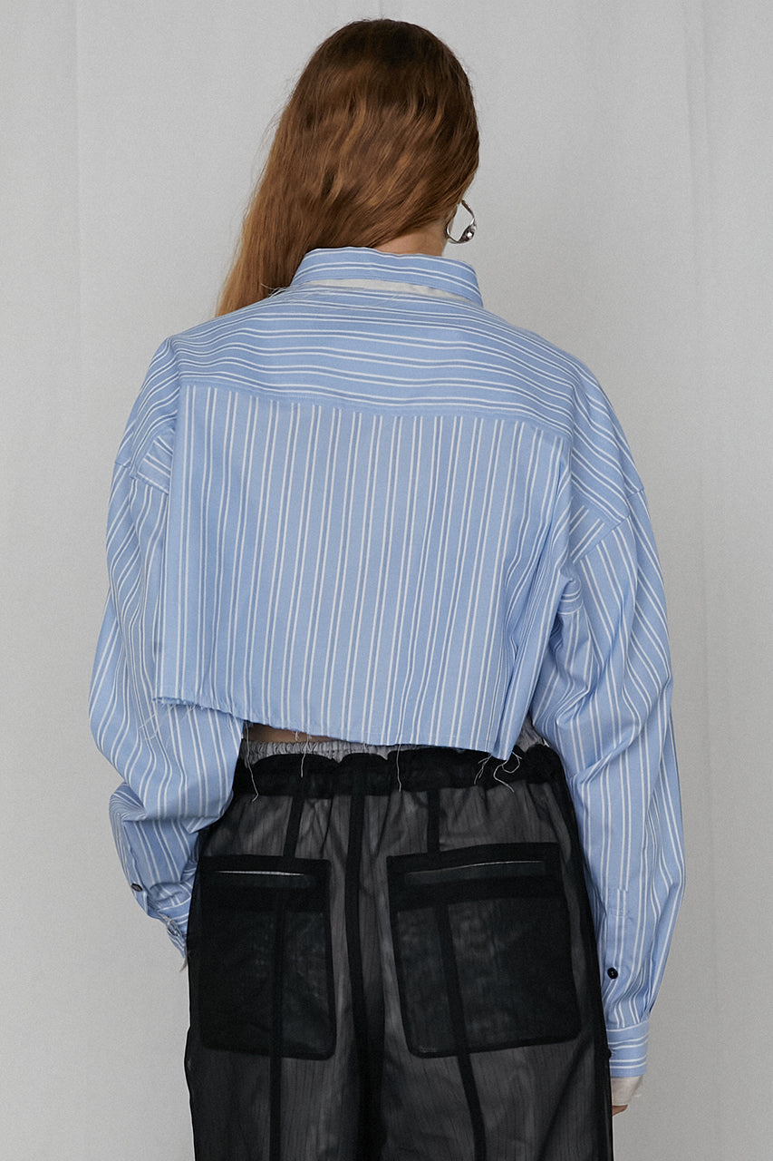 double collar cropped shirt