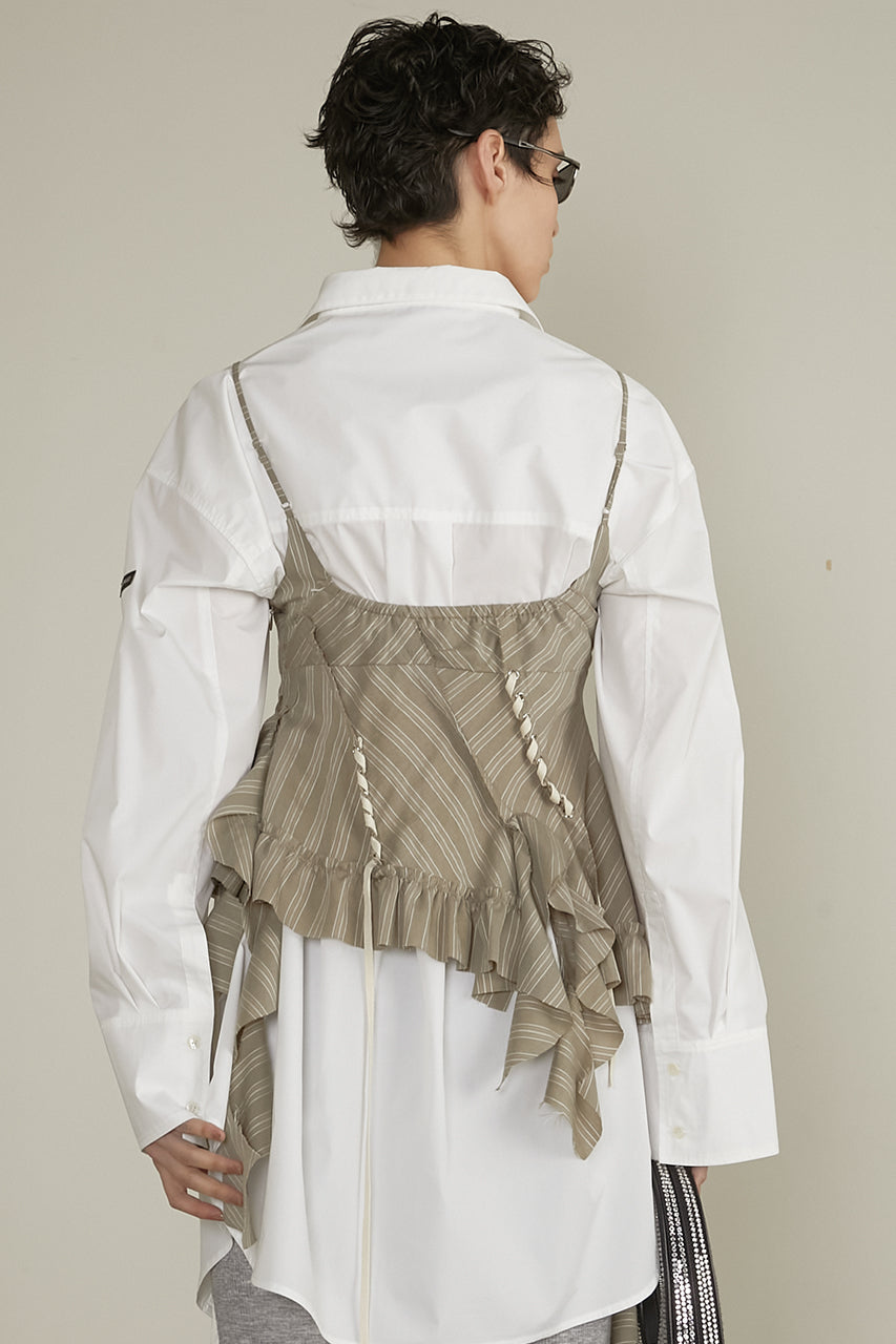 ruffle lace-up stripe top