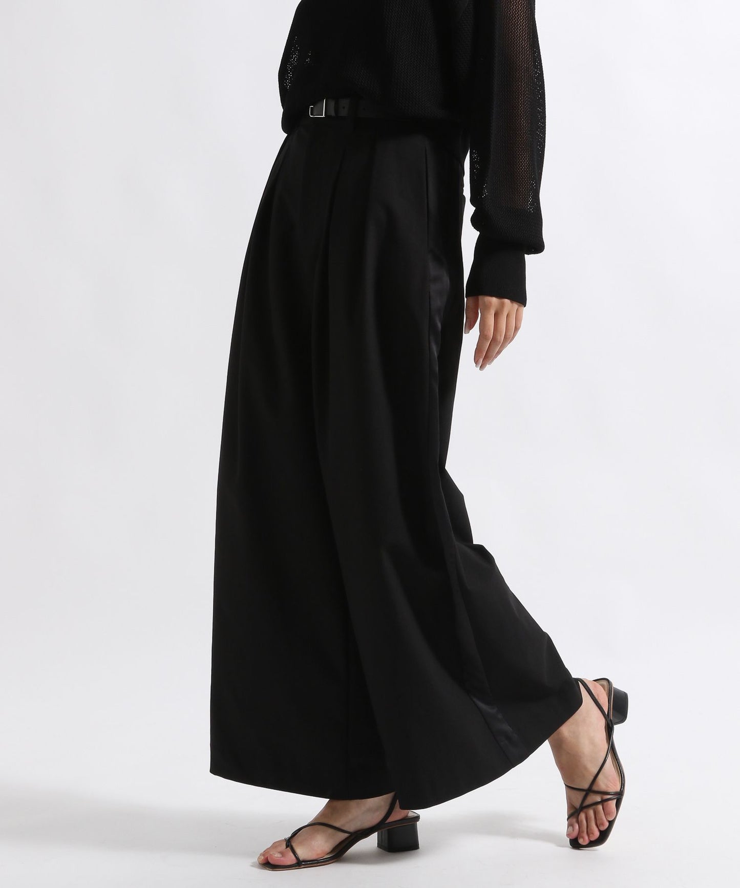 karami satin tuck wide pants