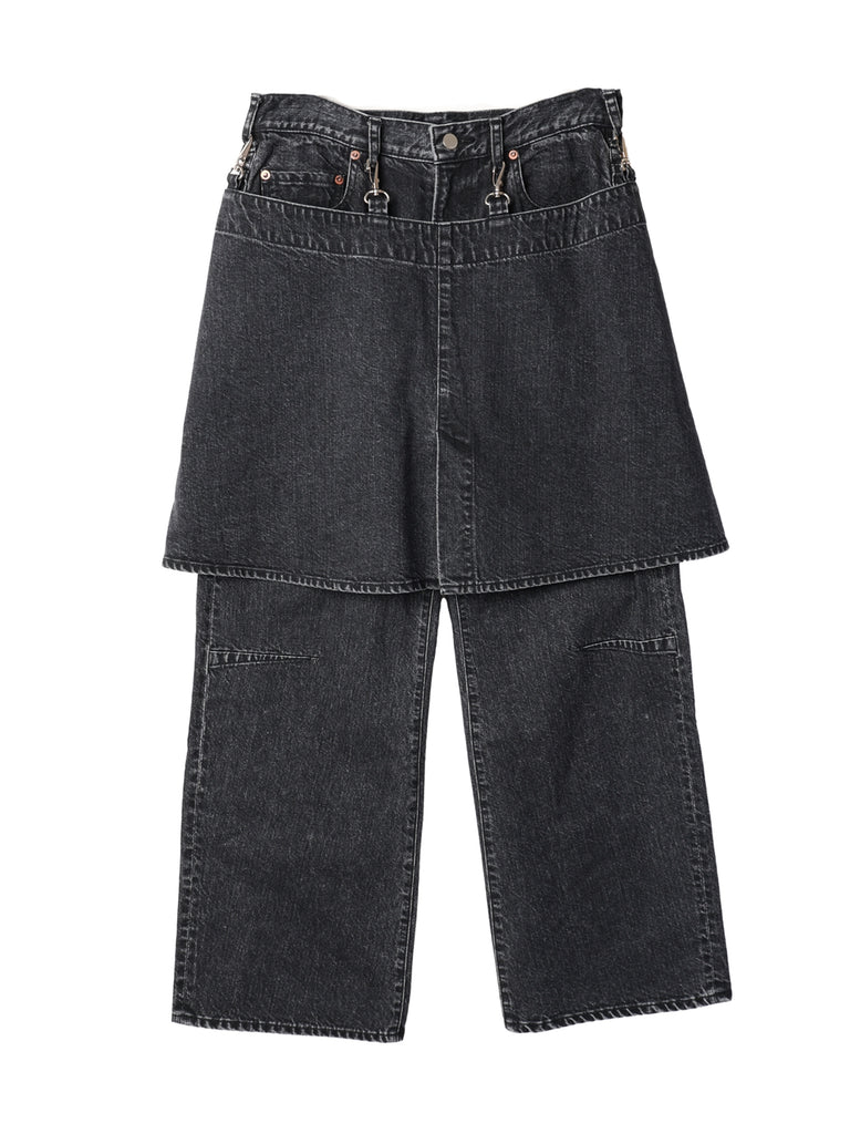wrap skirt denim pants