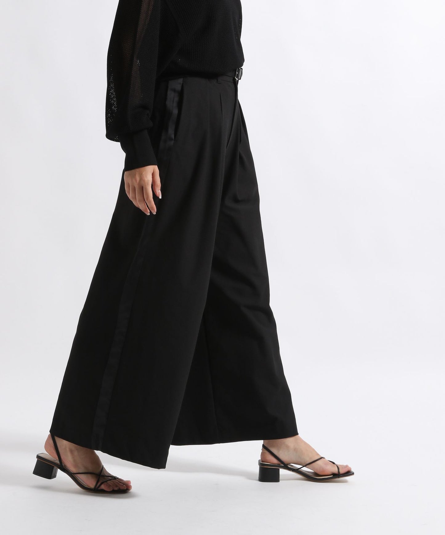 karami satin tuck wide pants