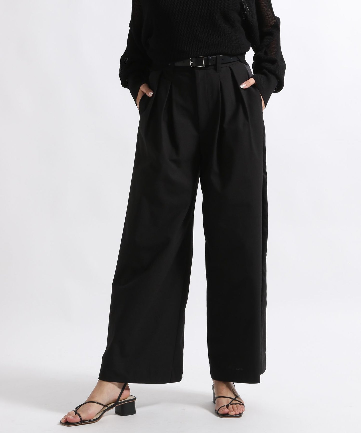 karami satin tuck wide pants