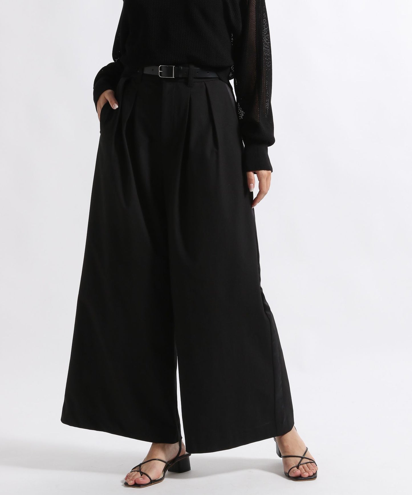 karami satin tuck wide pants