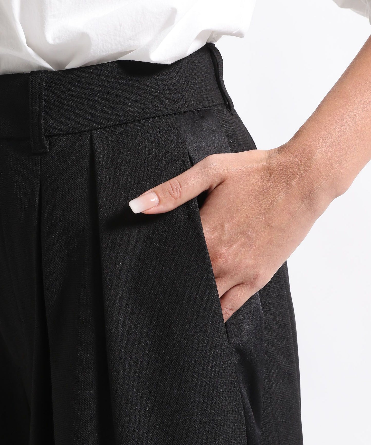 karami satin tuck wide pants