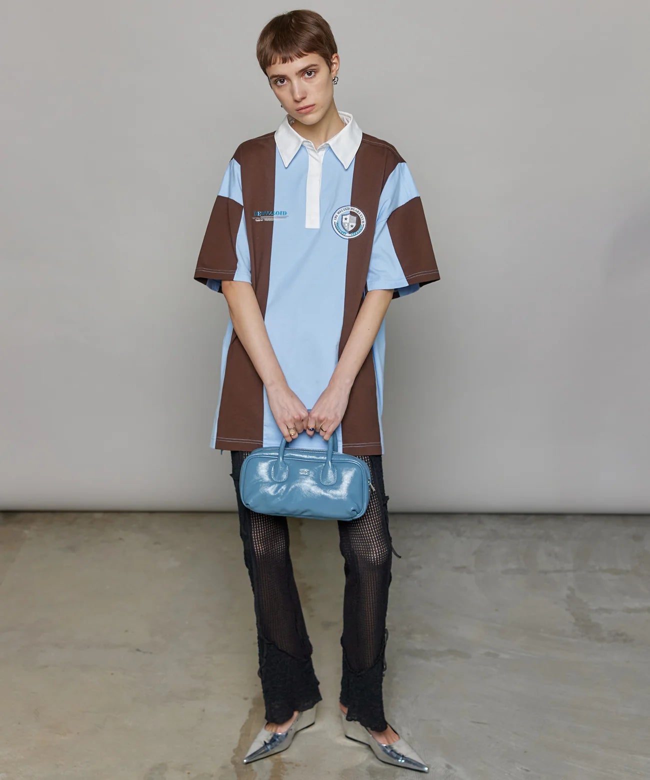 mesh combination outseam flare pant