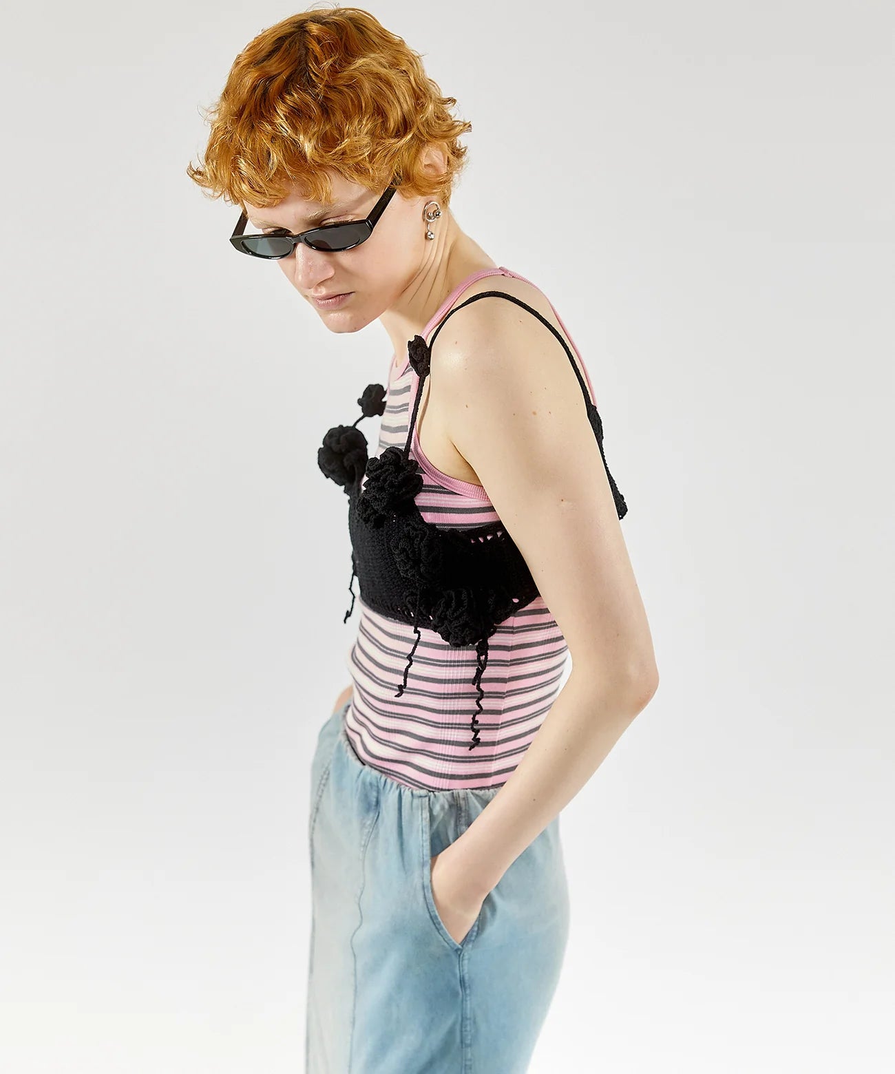 flower pattern motif bustier