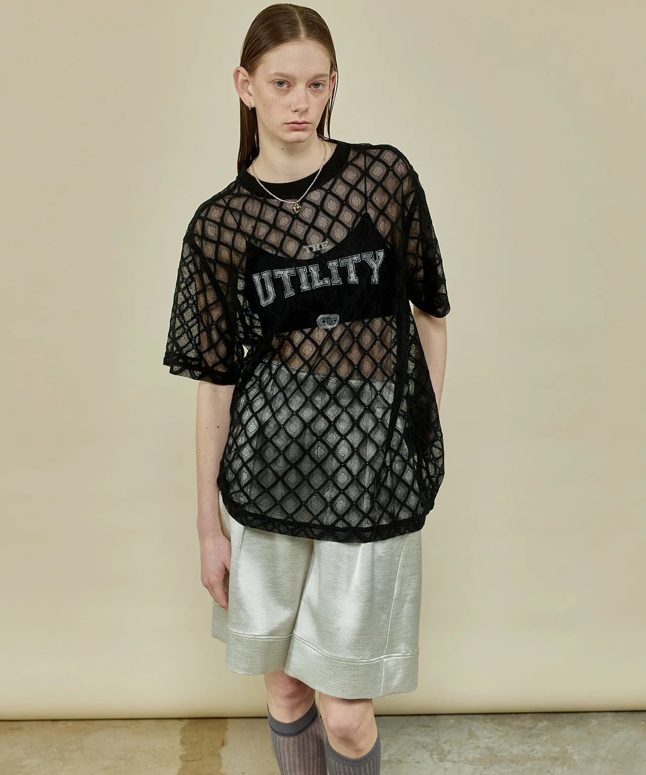 lace logo print oversized t-shirt