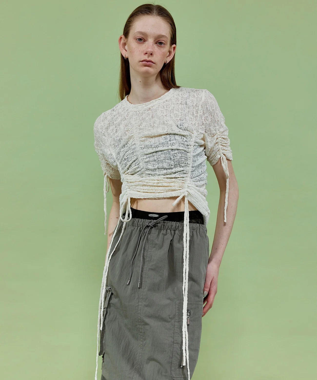 lace shirring tops