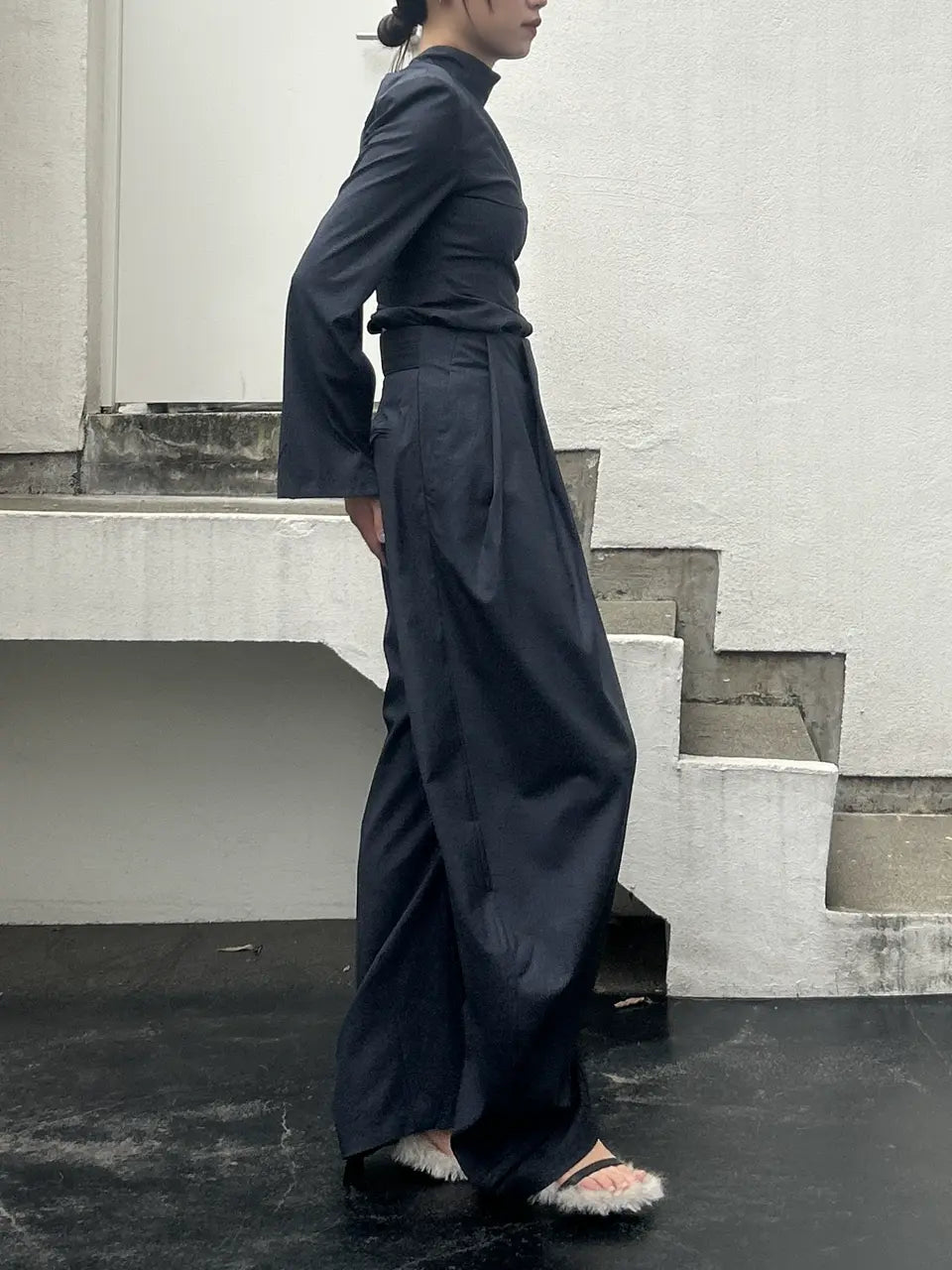 asymmetrical belt pants
