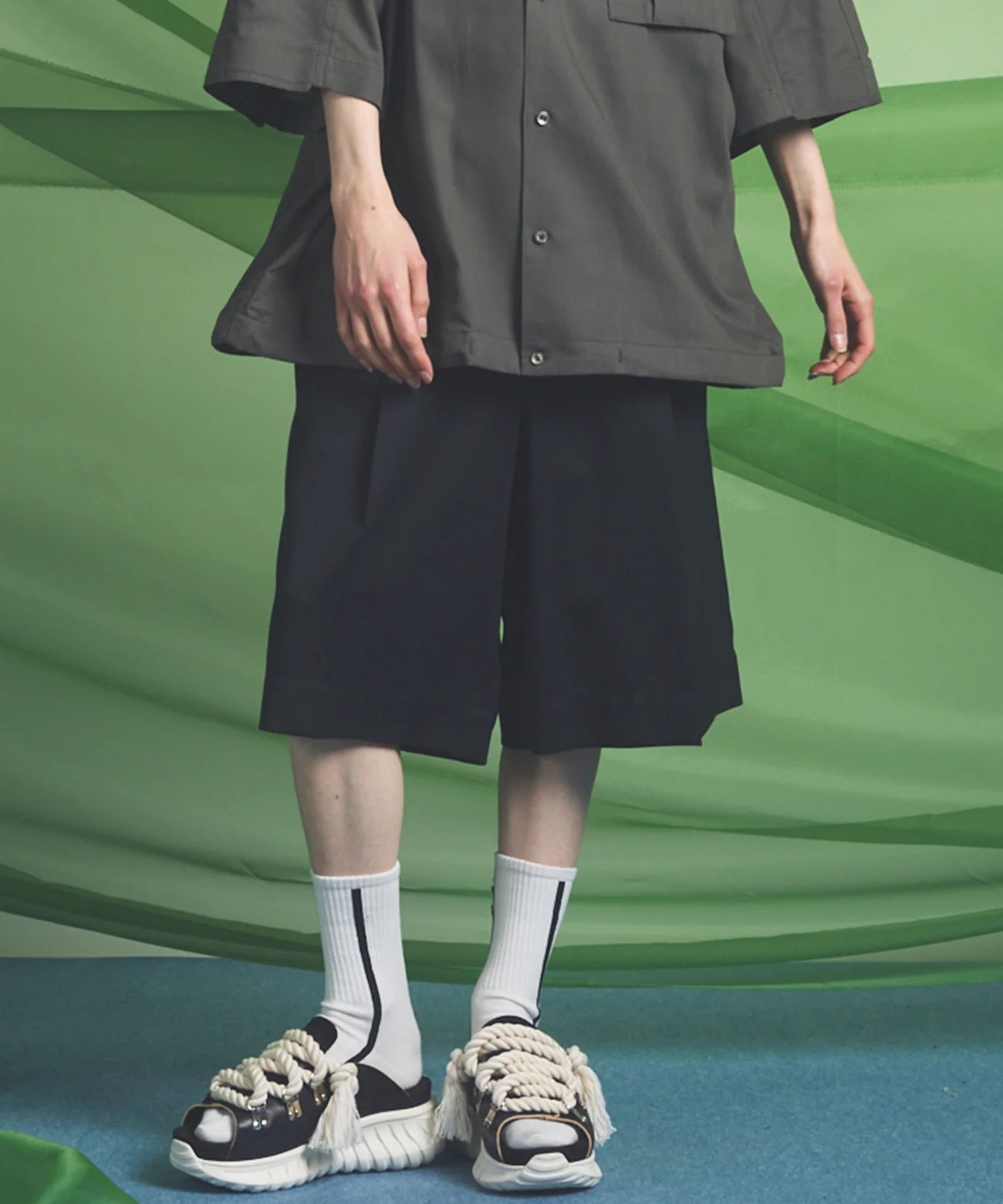 nishikawa keori wool mix prime-wide shorts