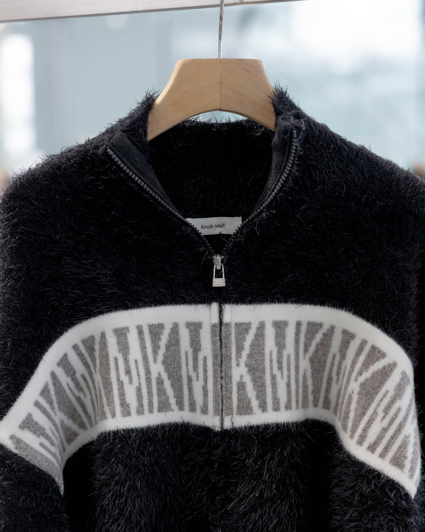 full zip motif cardigan