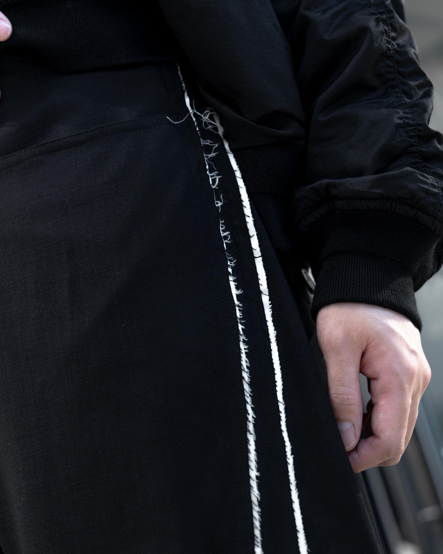 cut off baggy trousers