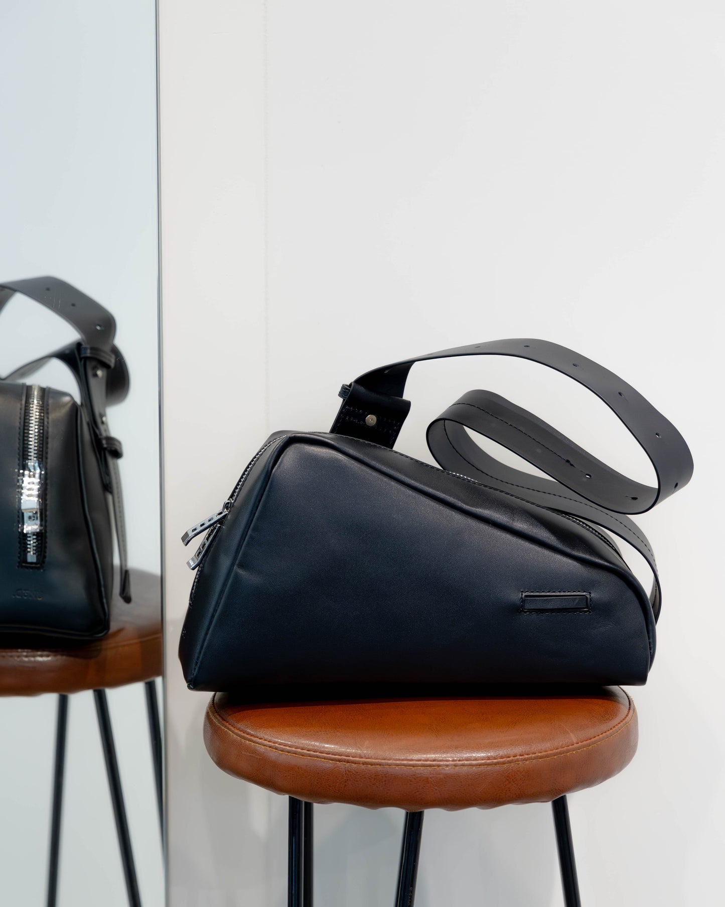irregular triangle leather bag
