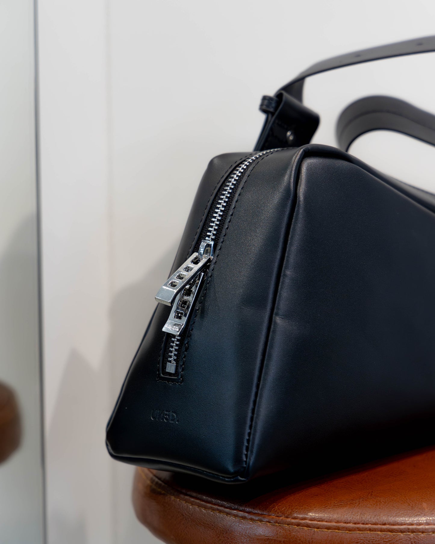 irregular triangle leather bag