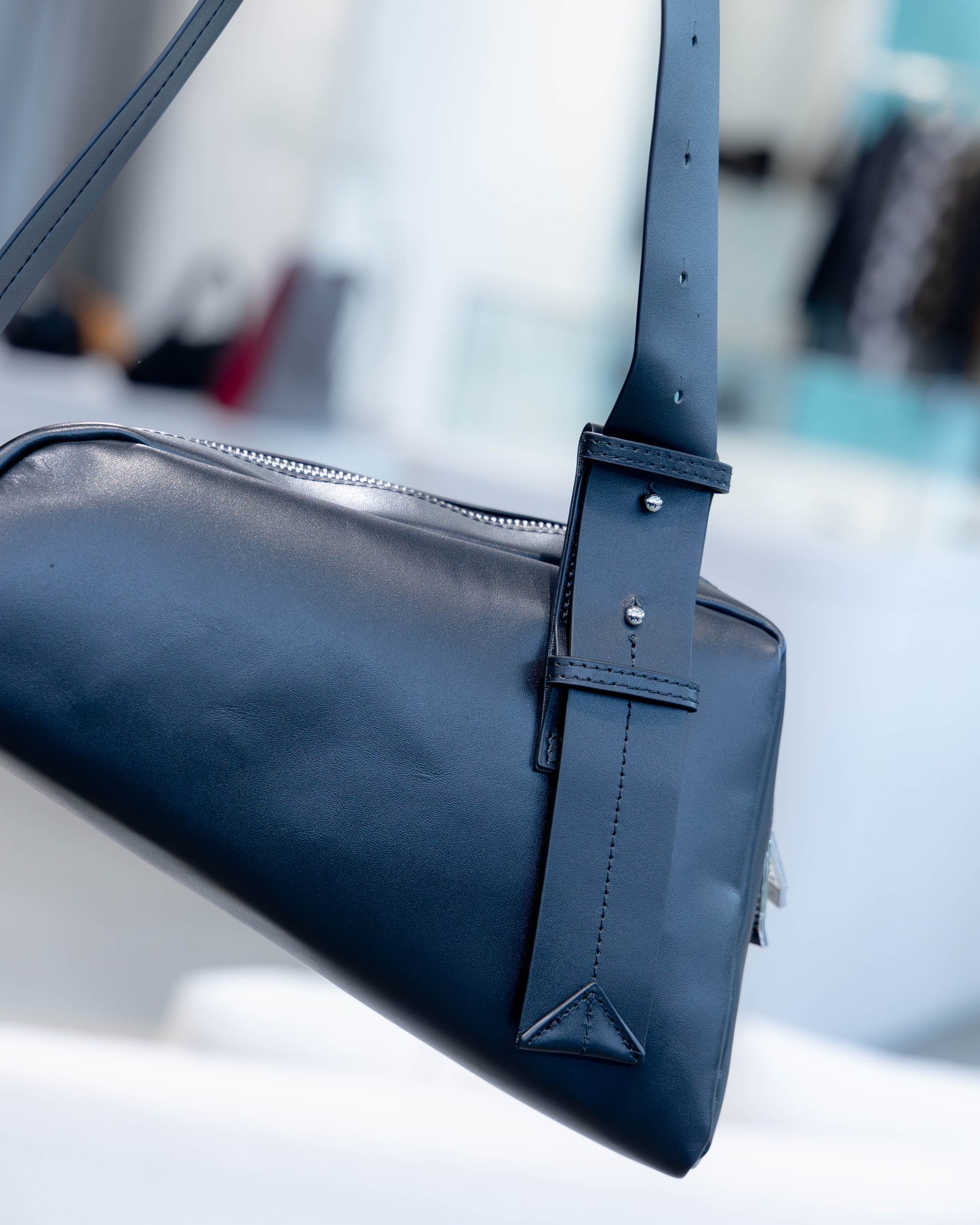 irregular triangle leather bag