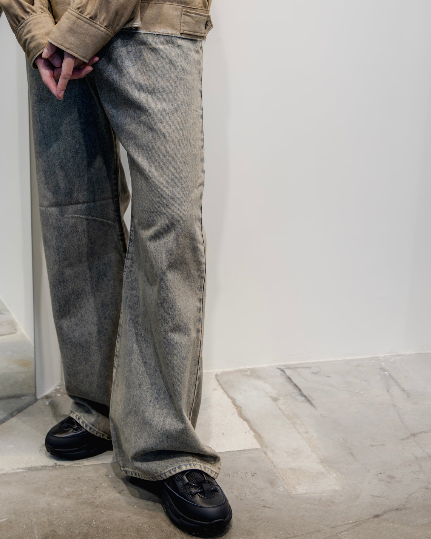side line studs denim (unisex) saxbeige