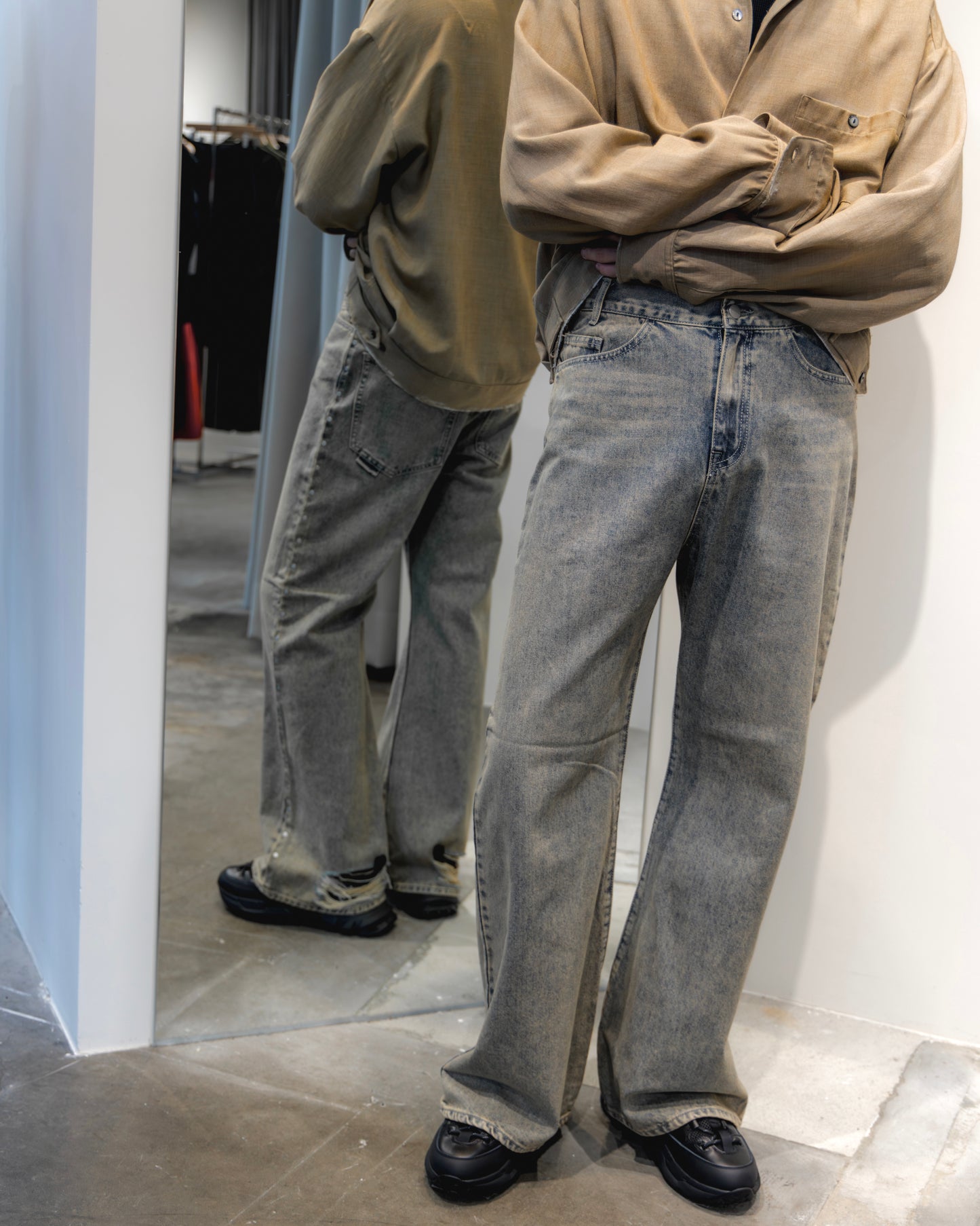 side line studs denim (unisex) saxbeige