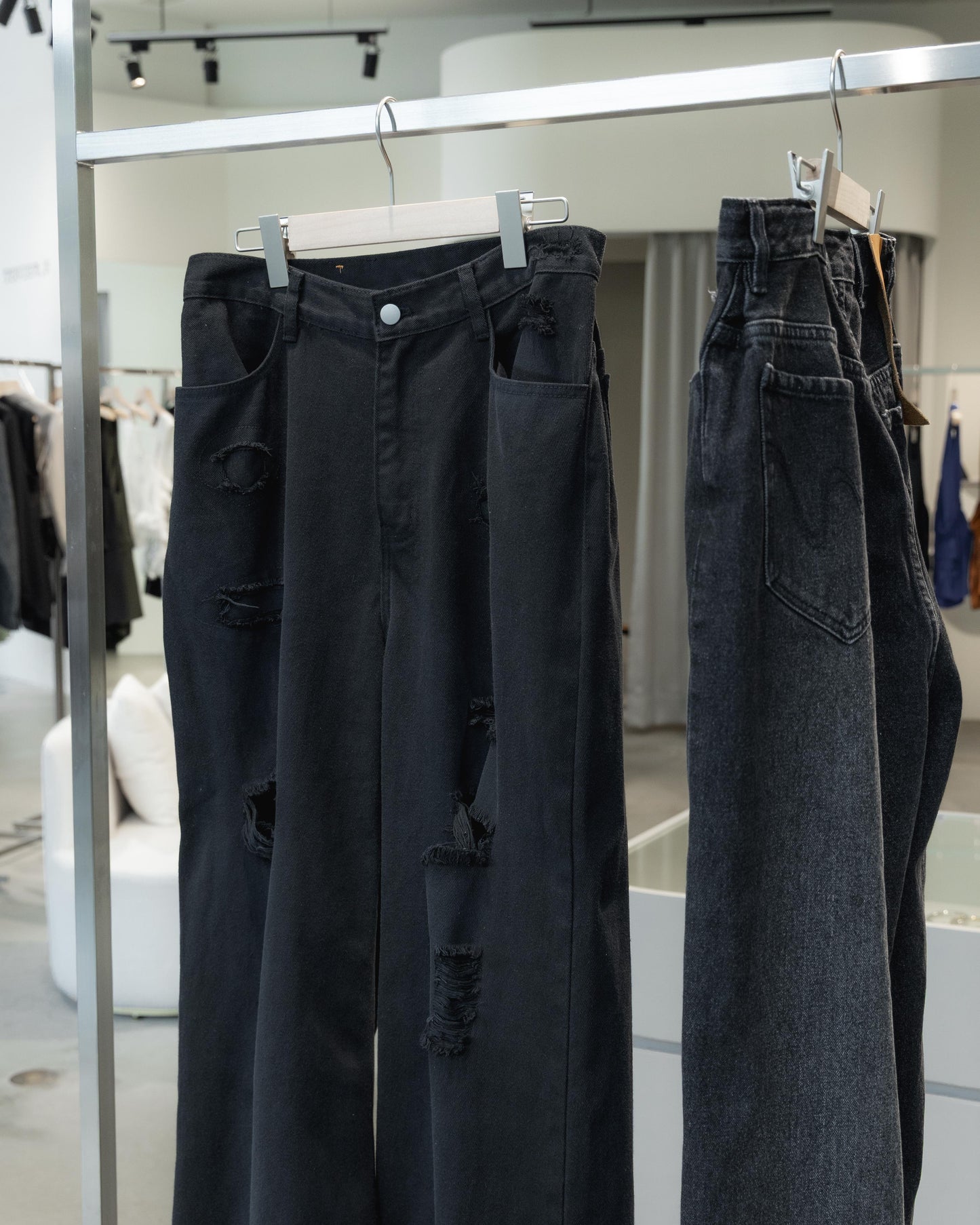 damage denim pants(unisex)
