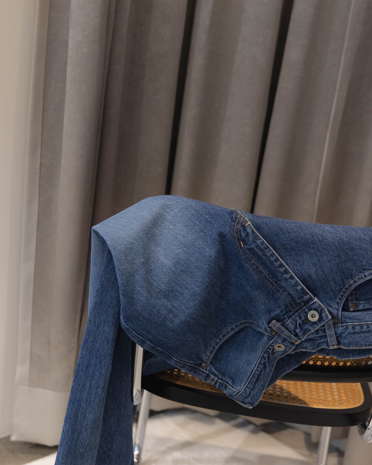 denim asymmetric pants