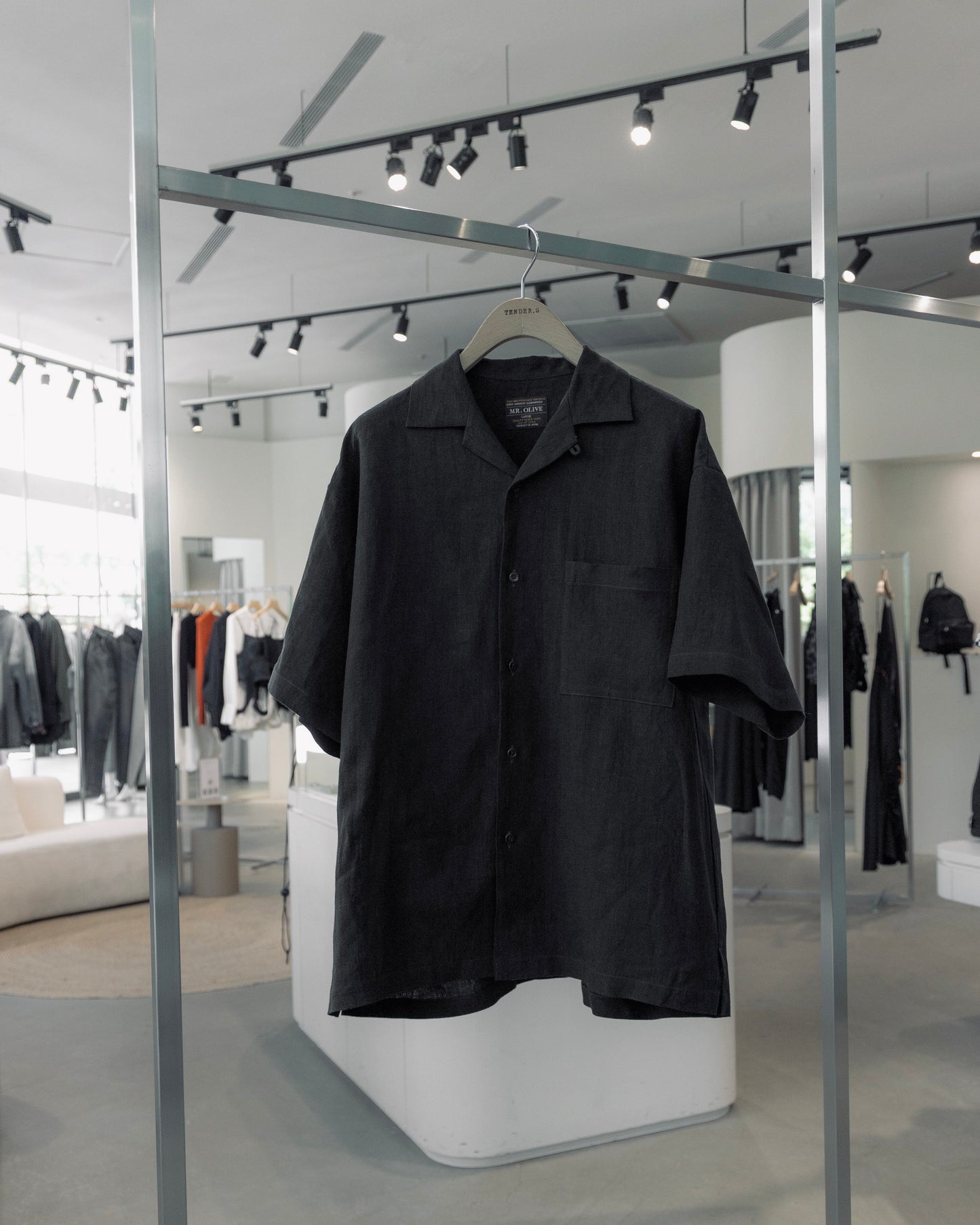 french linen washable / open collar shirt