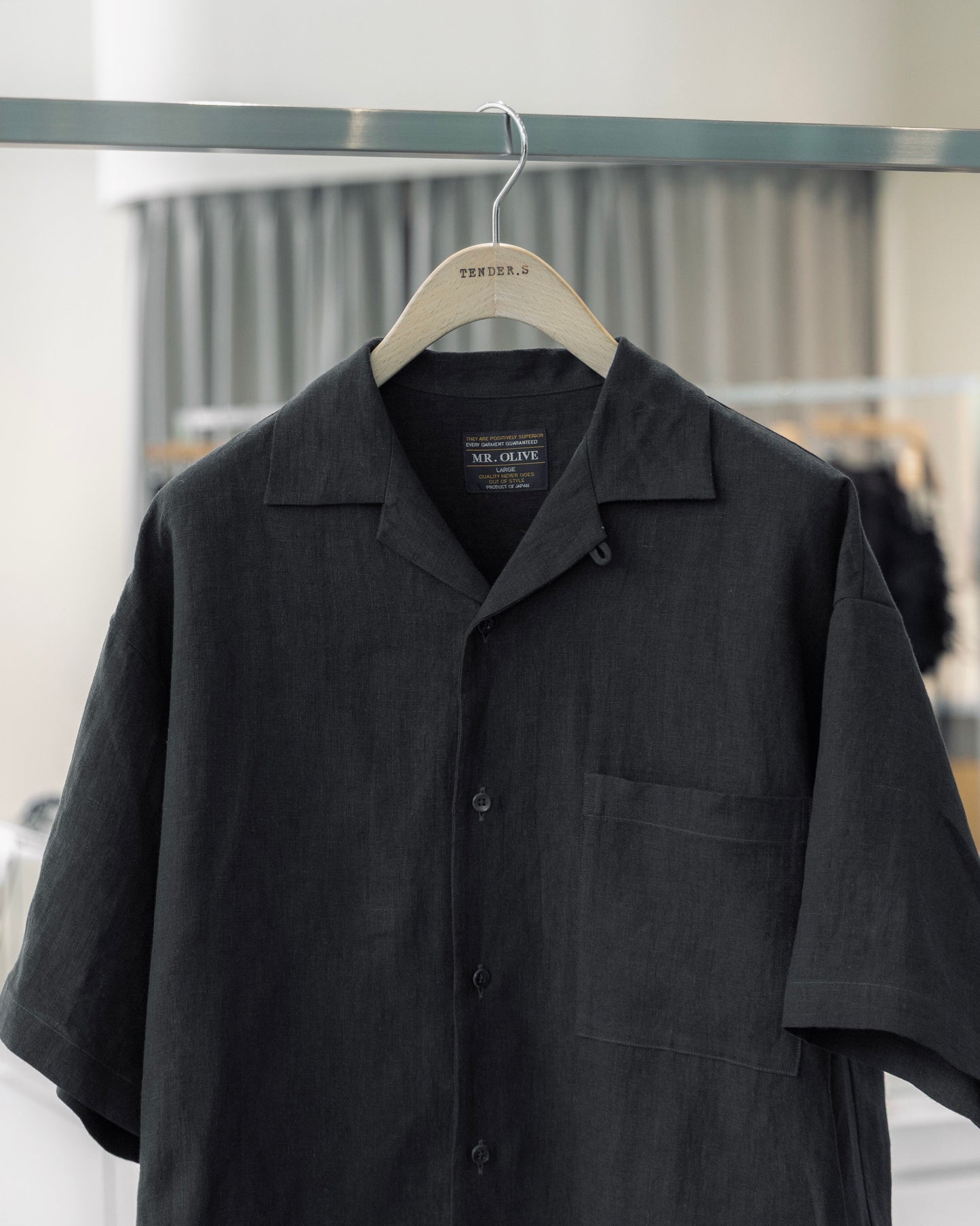 french linen washable / open collar shirt