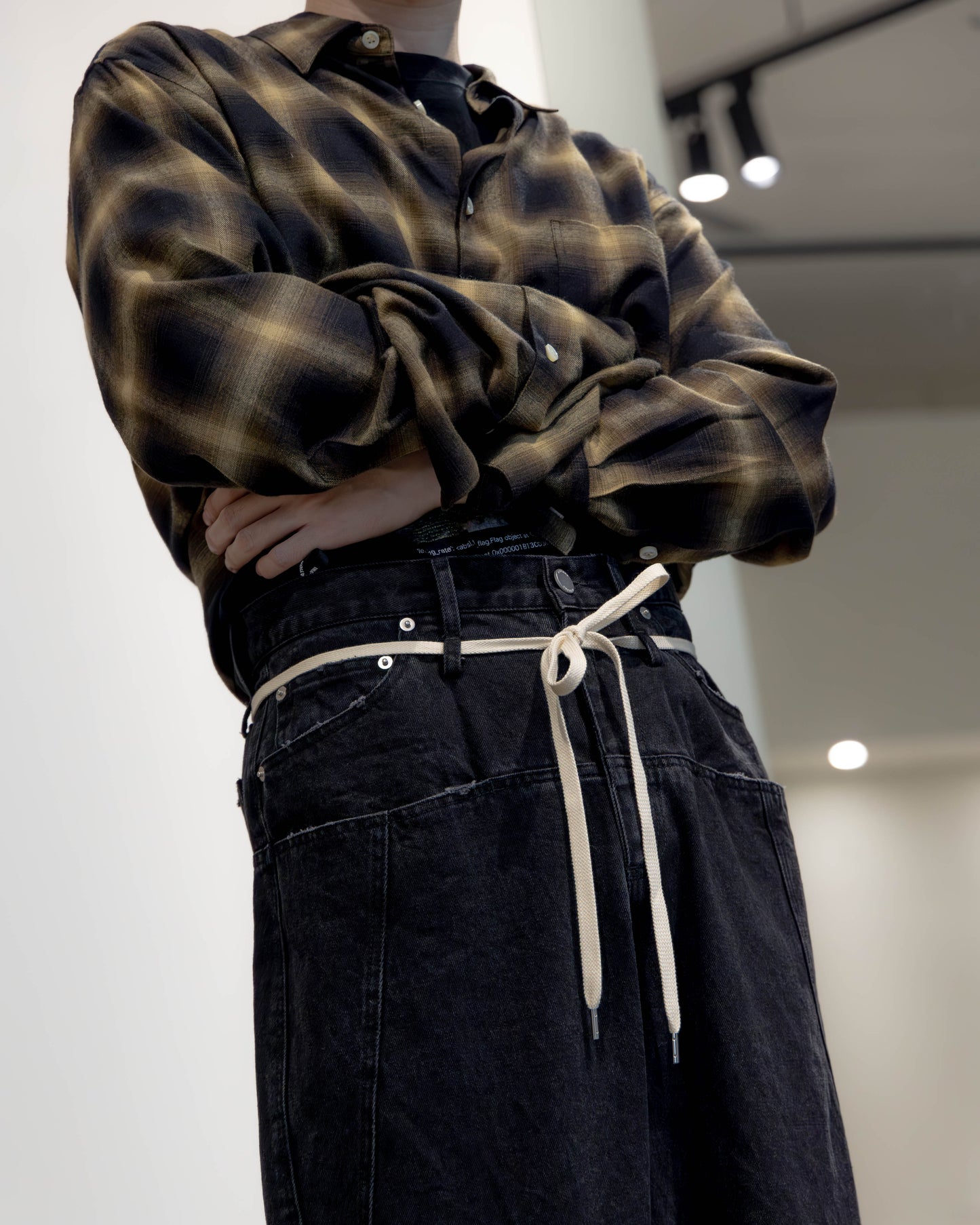 c/r ombre flannel check / square cut regular collar shirt